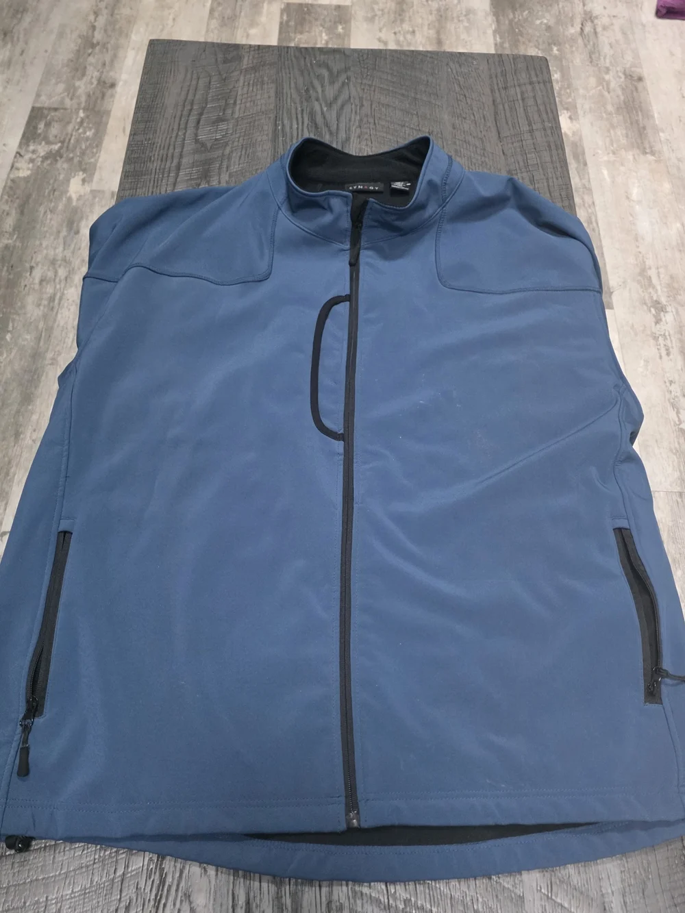 Men's Synrgy Softshell Fleece Lined Jacket in a gray-blue colorway w black (3xl)